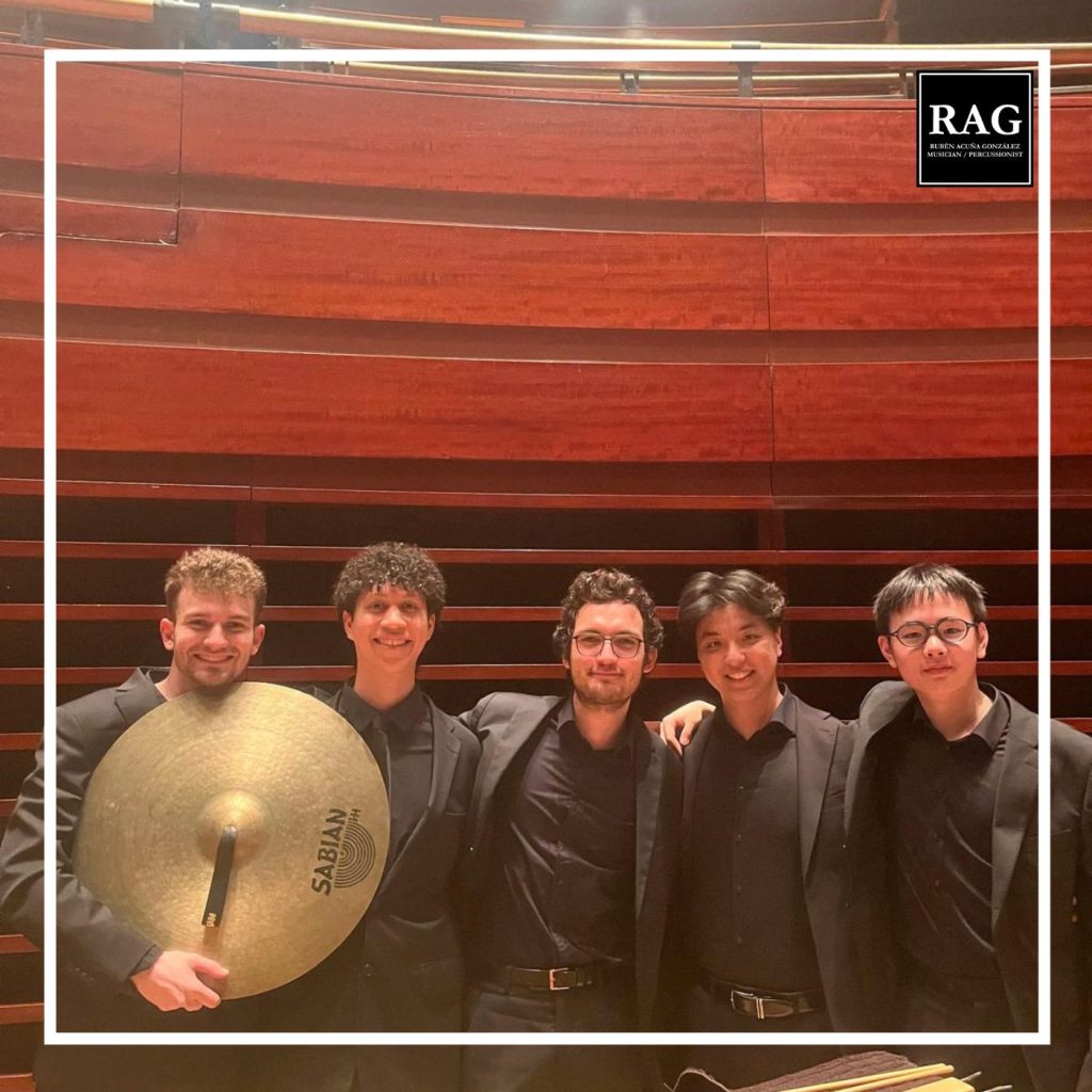Rubén Acuña González with fellow members of the Curtis Institute of Music Percussion Studio